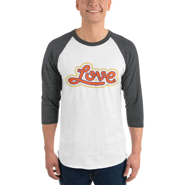 Men's "Love" Printed 3/4 Sleeve Raglan Shirt