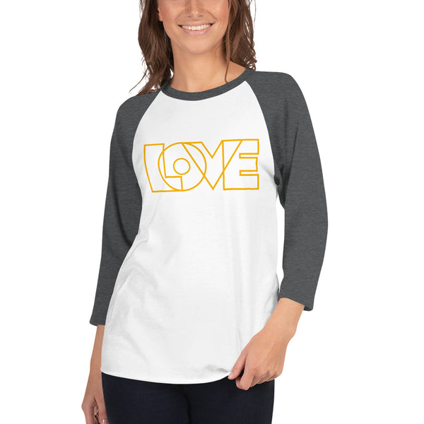 Women's "Love" Embroidered 3/4 Sleeve Raglan Shirt