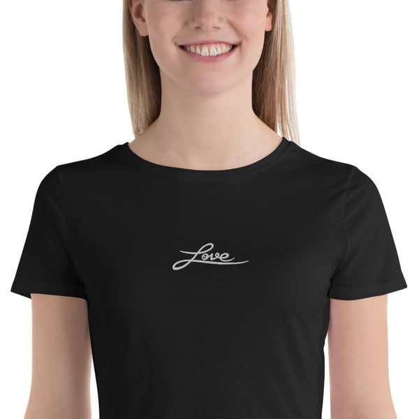 Women’s "Love" Embroidered Crop T-Shirt