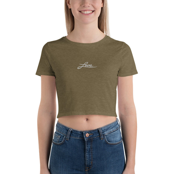 Women’s "Love" Embroidered Crop T-Shirt