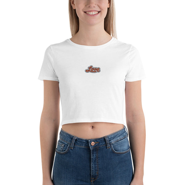 Women’s "Love" Embroidered Crop T-Shirt