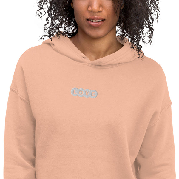 Women's "Love" Embroidered Crop Hoodie