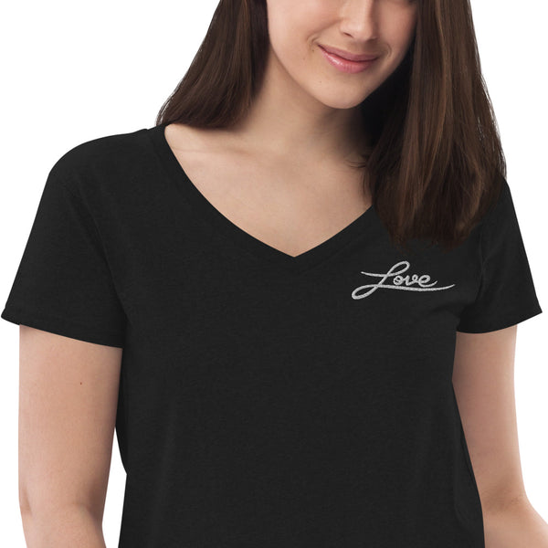 Women’s "Love" Embroidered V-Neck "Love" T-Shirt