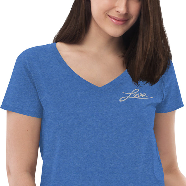 Women’s "Love" Embroidered V-Neck "Love" T-Shirt