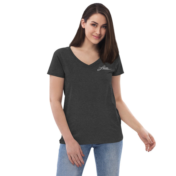 Women’s "Love" Embroidered V-Neck "Love" T-Shirt