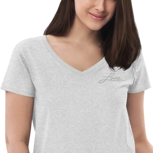 Women’s "Love" Embroidered V-Neck "Love" T-Shirt